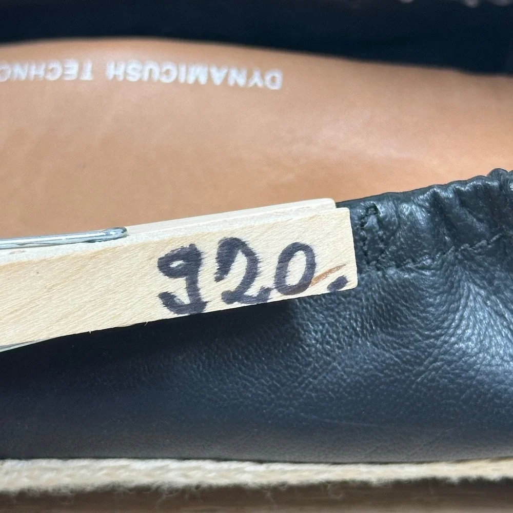 FitFlop Espadrille Flats Women 7.5 Black Leather Slip On Dynamicush Comfort